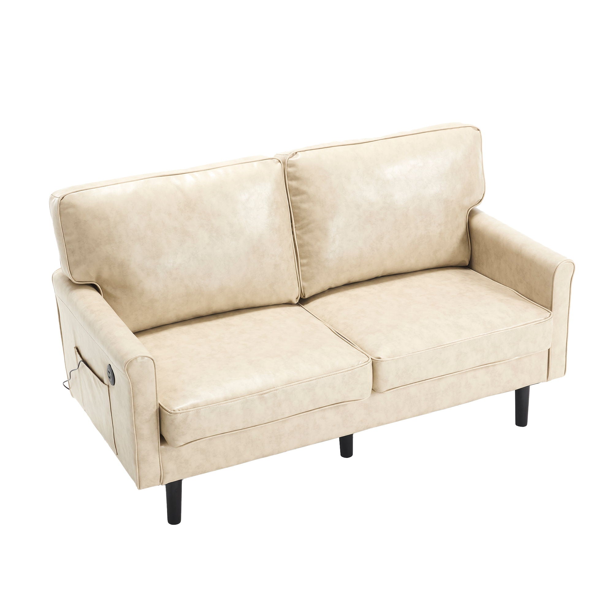 Mid Century Modern Loveseat Sofa With USB Ports, Removable Pillow Cover