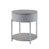 Yukino - End Table - Gray High & Chrome