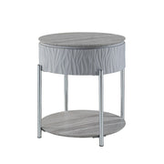 Yukino - End Table - Gray High Gloss & Chrome