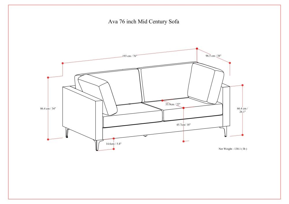 Ava - Mid Century Sofa, Upholstered
