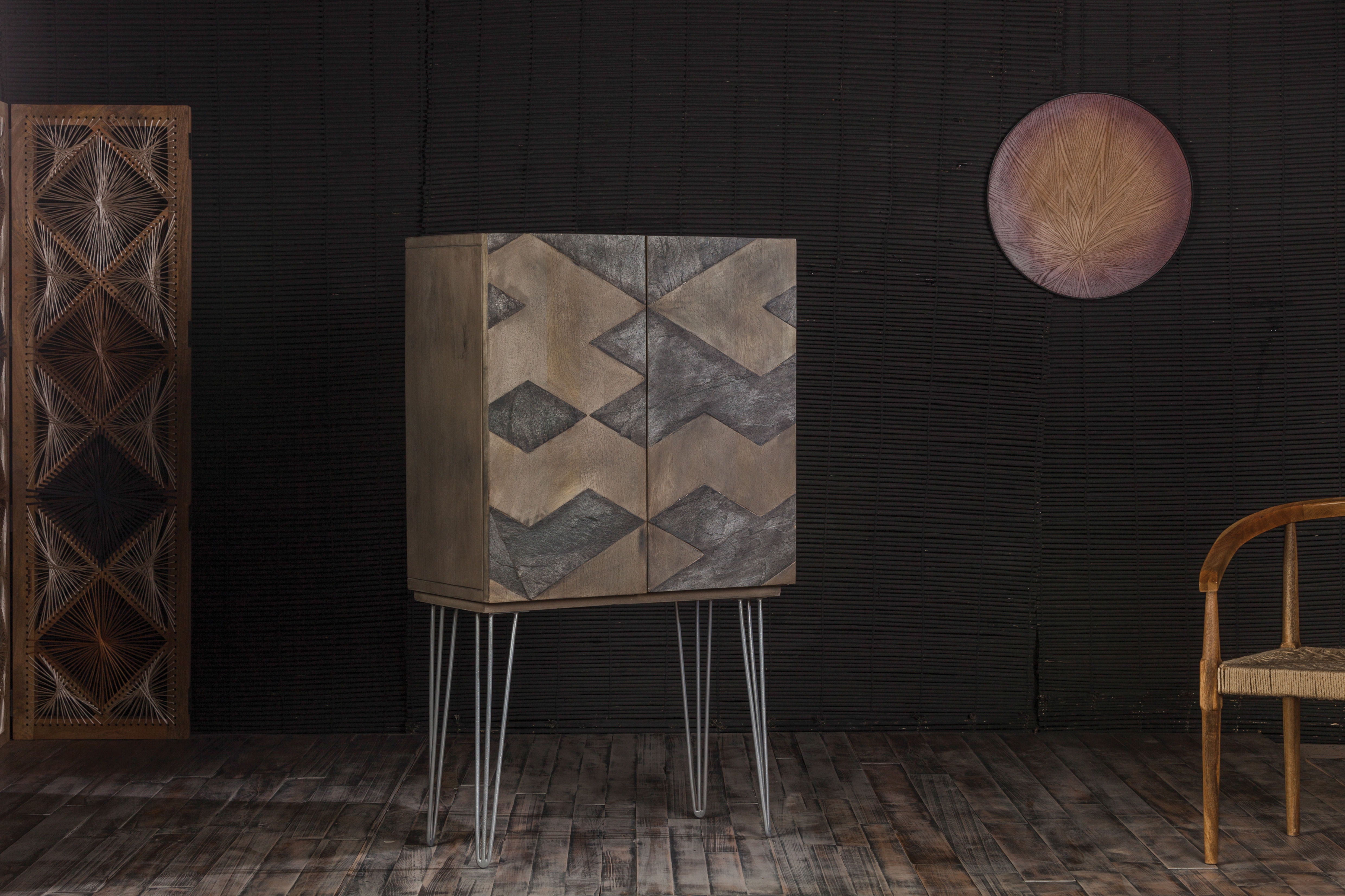 ACME Keva - Wardrobe - Gray Stone & Ash Oak | Meri Furniture