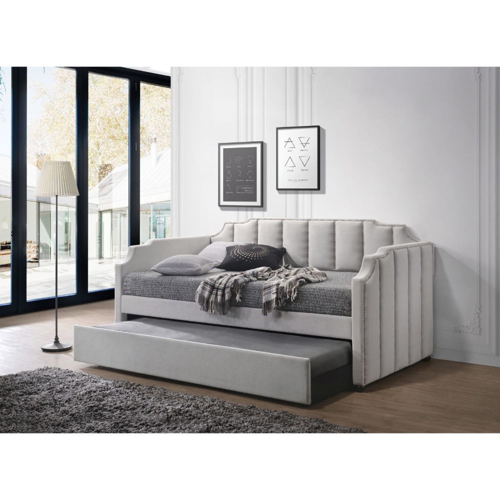 ACME Peridot - Daybed - Dove Gray Velvet | Meri Furniture