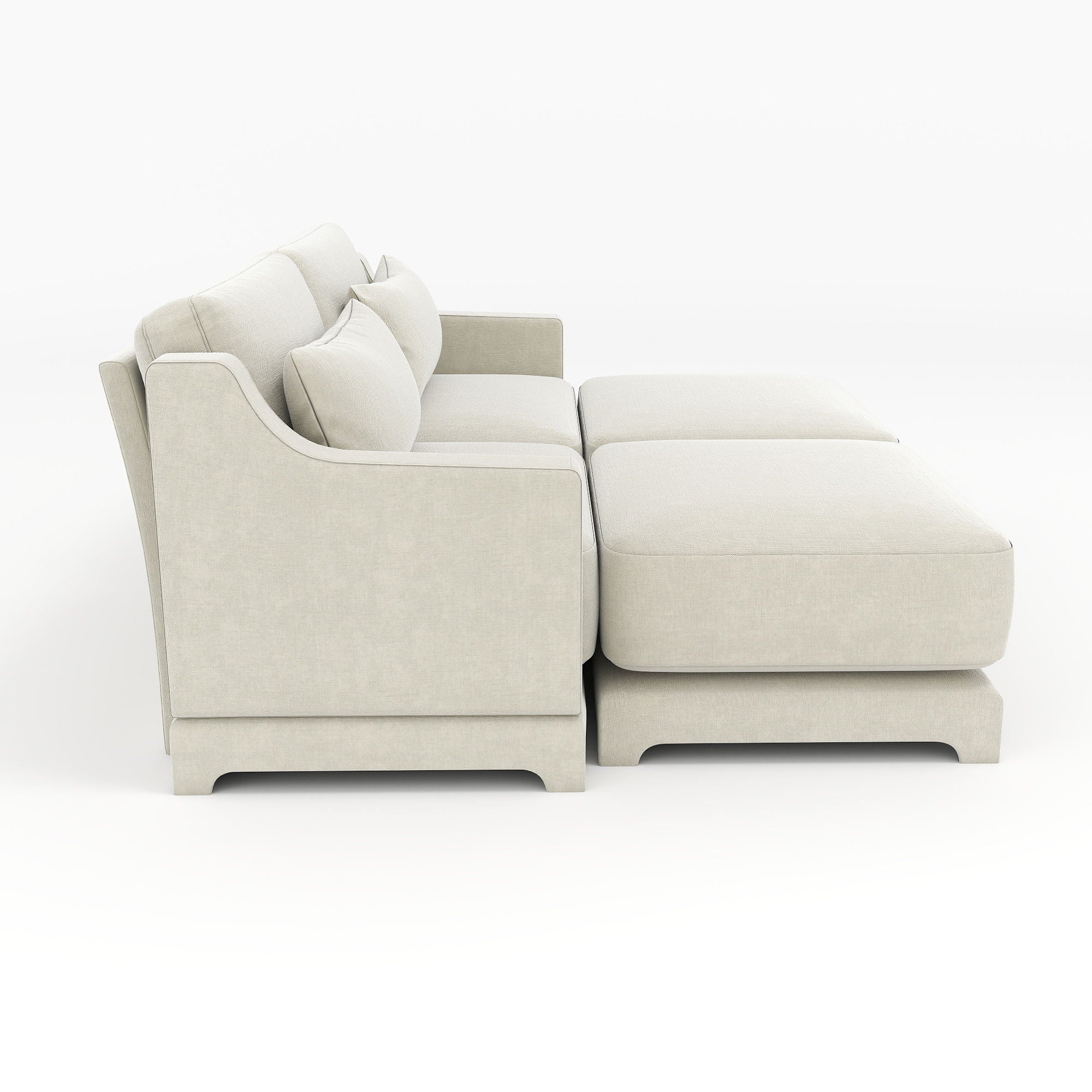 Stylish Sofa With Ottoman And Lumbar Pillows, Ergonomic Design