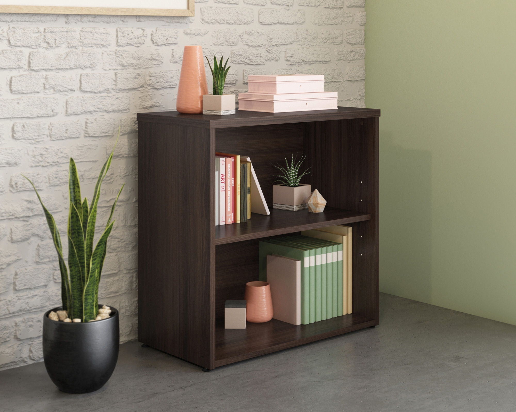 2-Shelf Commercial Bookcase in Noble Elm