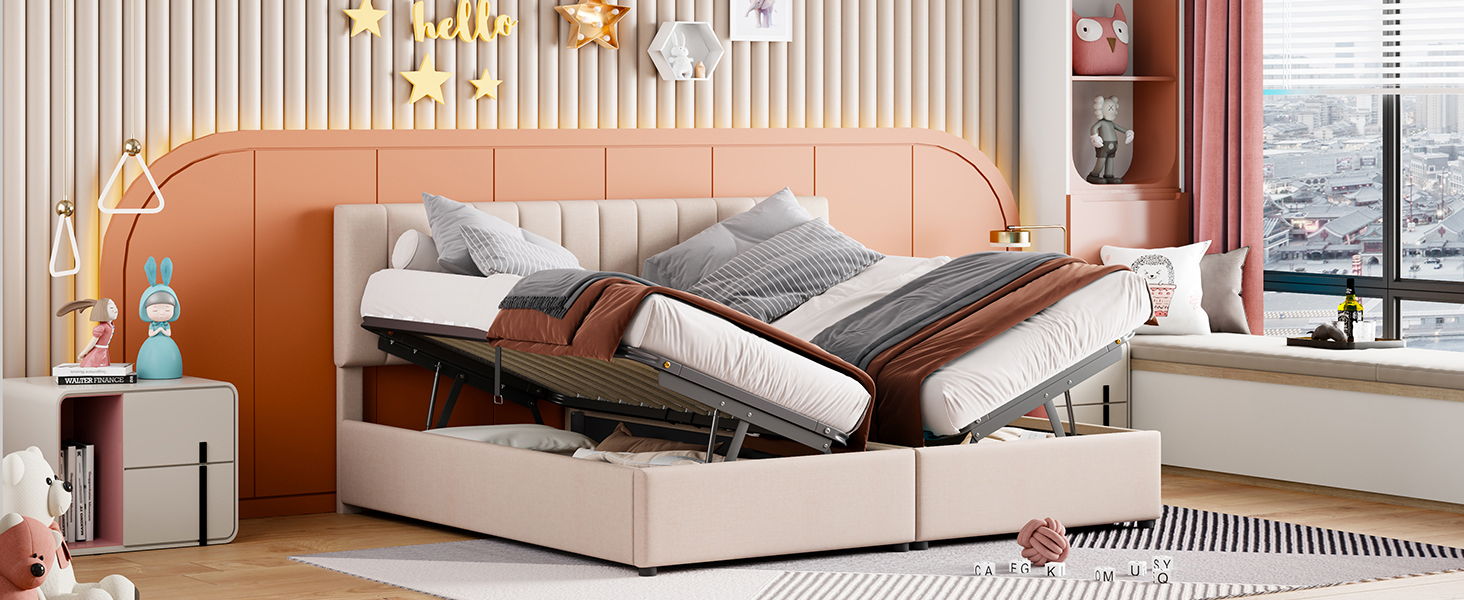 Upholstered Platform Bed With A Hydraulic Storage System