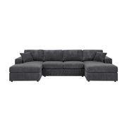 3 Piece Corduroy Double Chaise Sectional Sofa