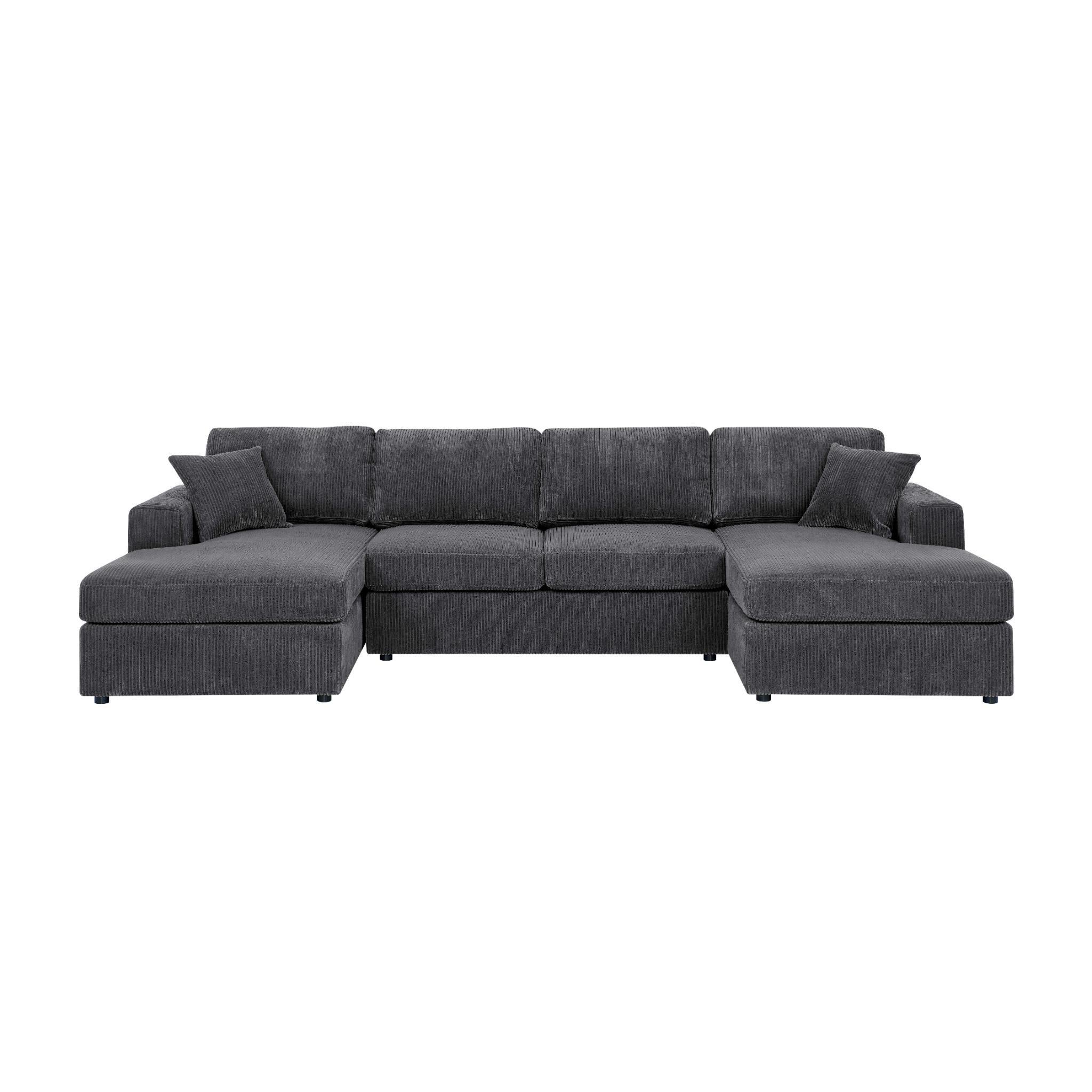 3 Piece Corduroy Double Chaise Sectional Sofa