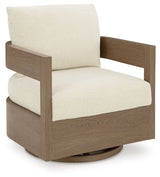 Serene Bay - Dark Brown / White - Swivel Glider Chair With Cushion