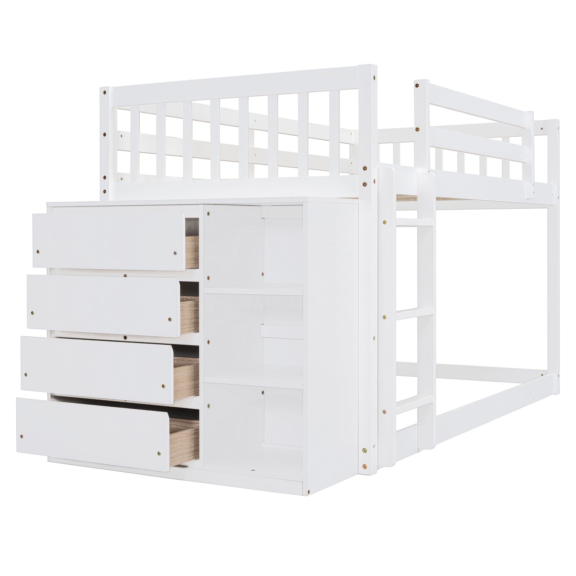 Bunk Bed With 4 Drawers And 3 Shelves