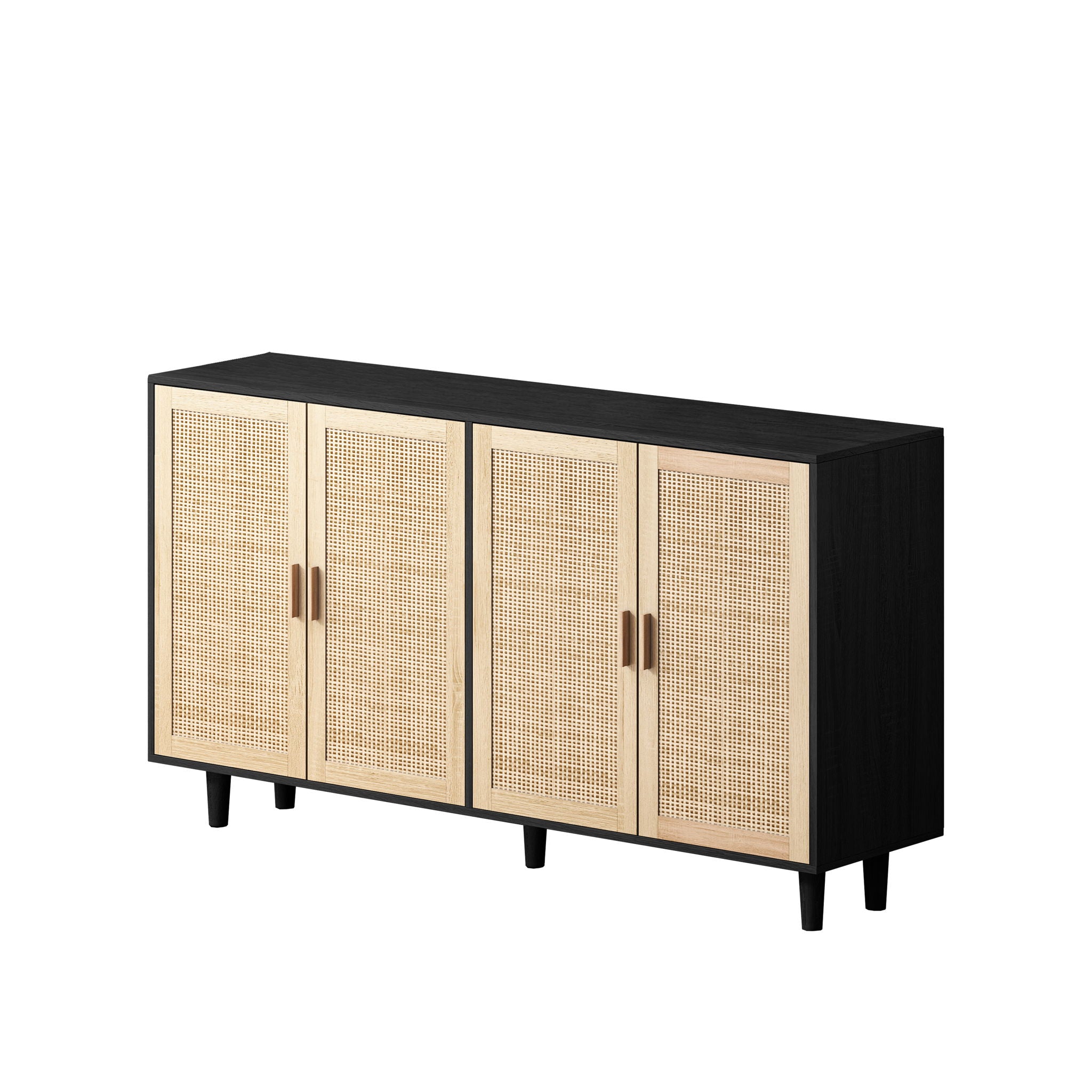 Elegant And Functional Rattan Decorative Storage Cabinet With 4 Doors