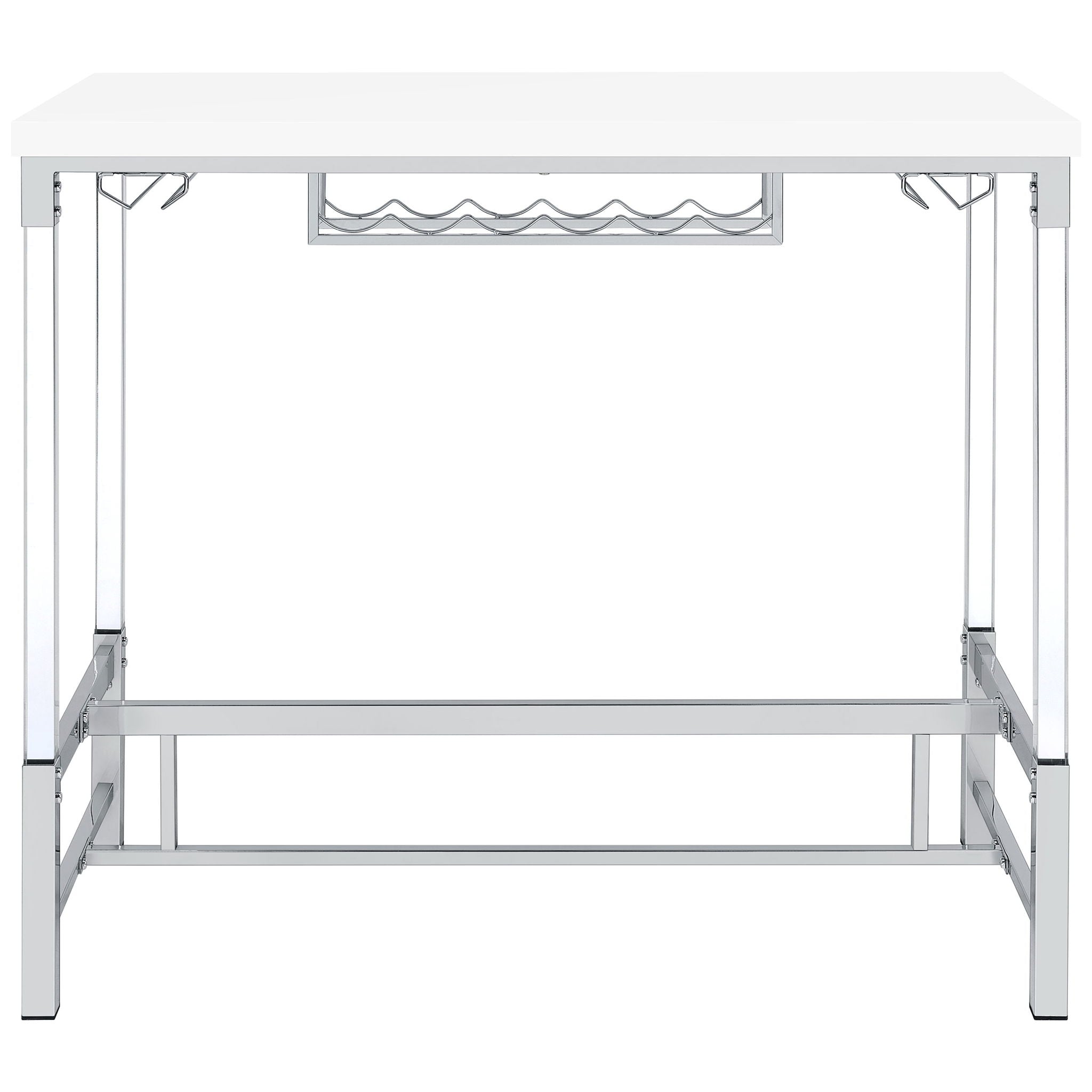 Tonneson - Bar Table With Trestle Base And Wine Storage - White