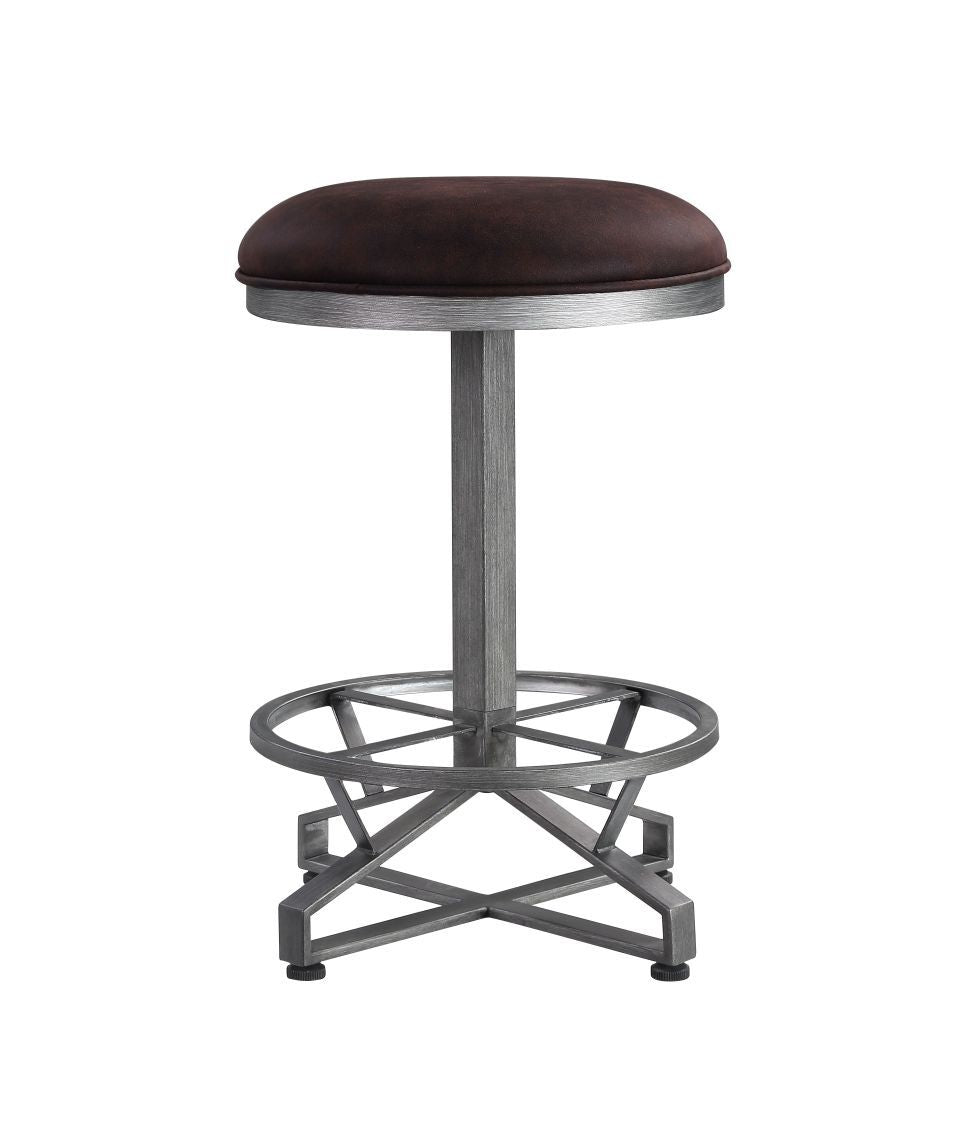 ACME Evangeline - Stool (Set of 2) - Rustic Brown Fabric & Black Finish | Meri Furniture