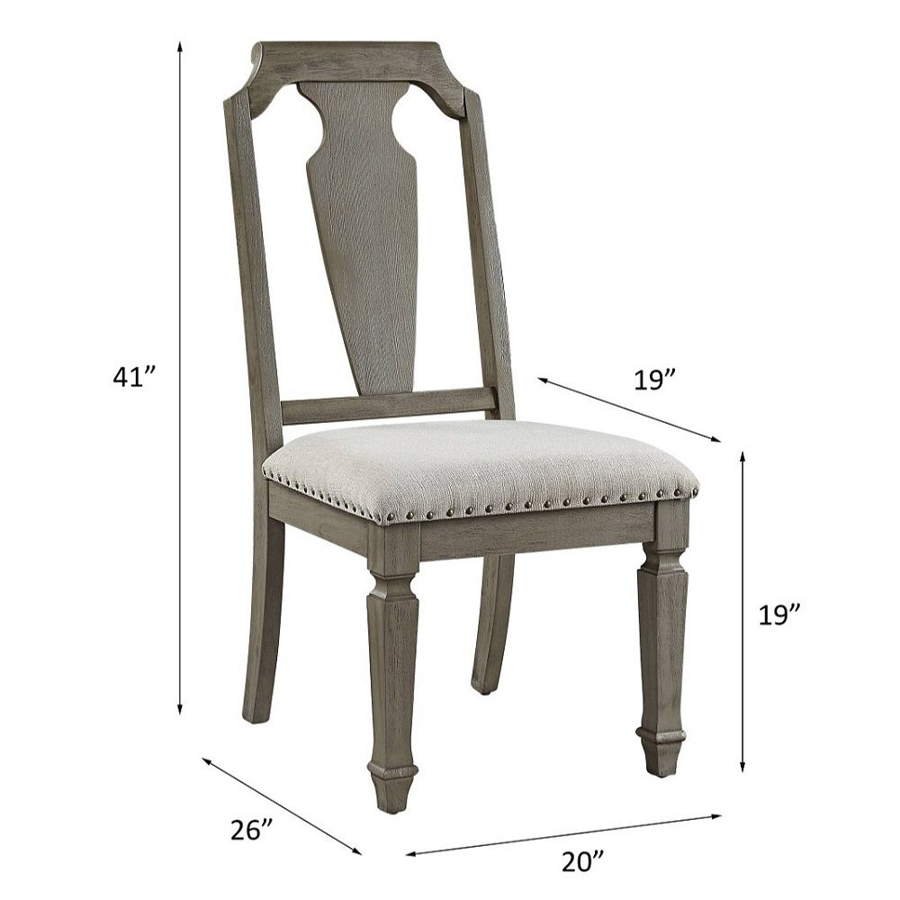 Zumala - Side Chair Set of 2) - Beige Linen & Weathered Oak