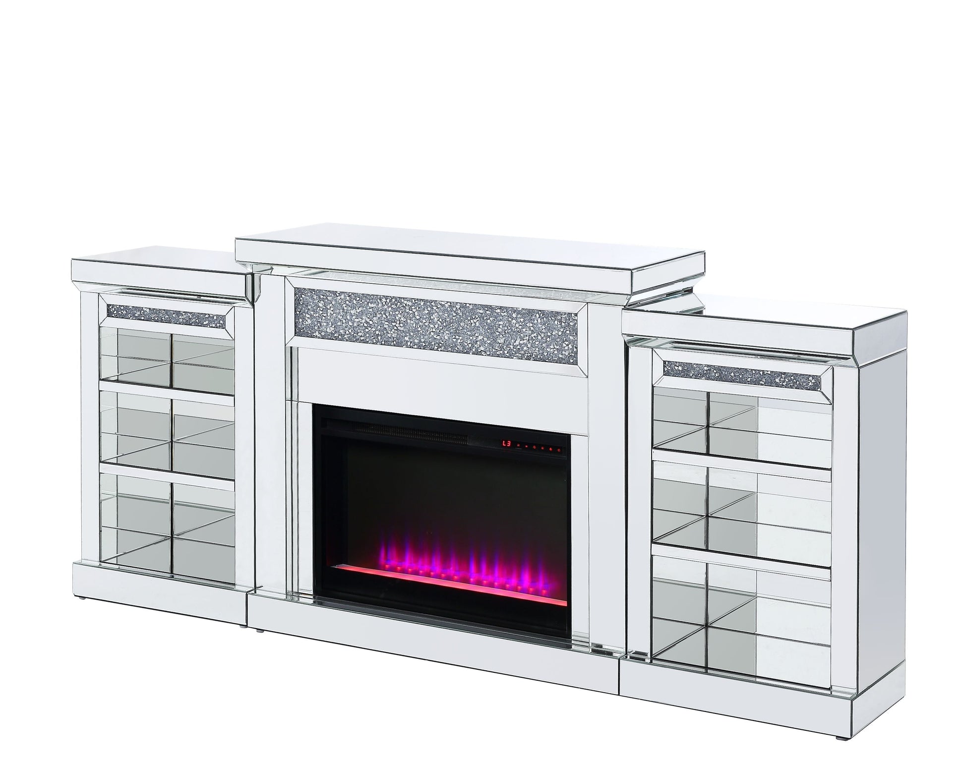 ACME Noralie - Fireplace - Mirrored & Faux Diamonds - 36" | Meri Furniture