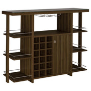Coaster Fine Furniture Evelio - 6-Shelf Glass Top Home Bar Wine Cabinet - Walnut | Meri Furniture