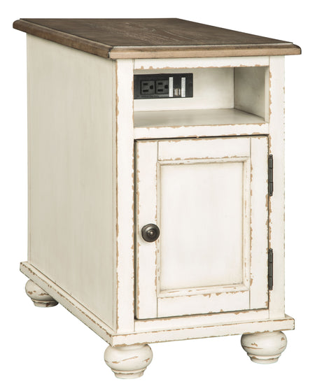 Ashley Furniture Realyn - White / Brown - Chair Side End Table - Ac / Usb | Meri Furniture