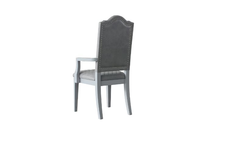 House Marchese - Arm Chair Set of 2) - Two Tone Gray Fabric & Pearl Gray