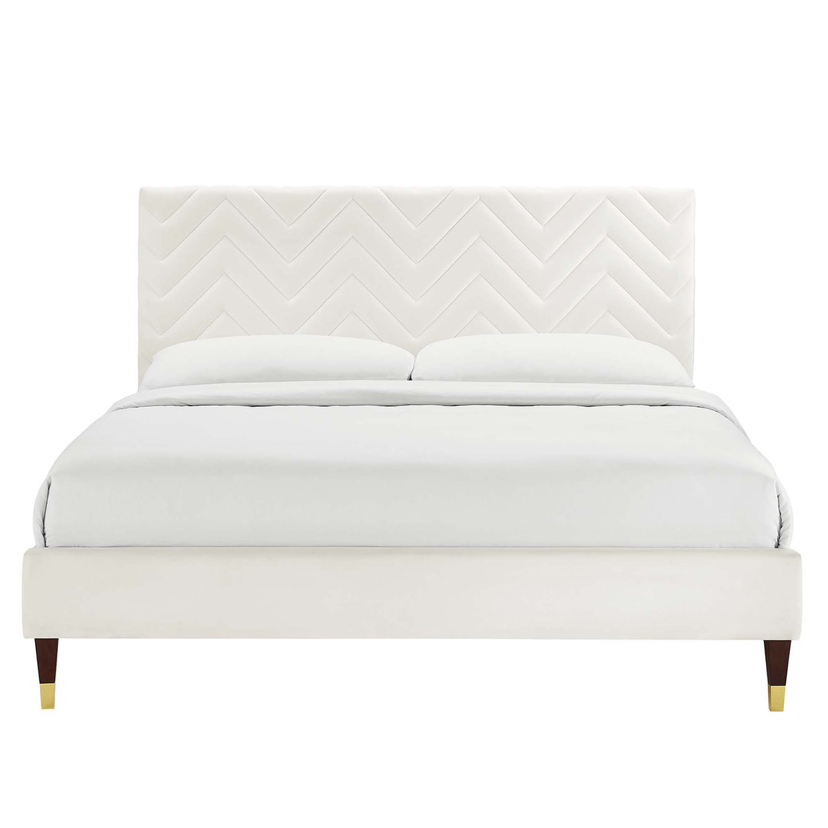 Leah Chevron Tufted Performance Velvet Full Platform Bed by Modway