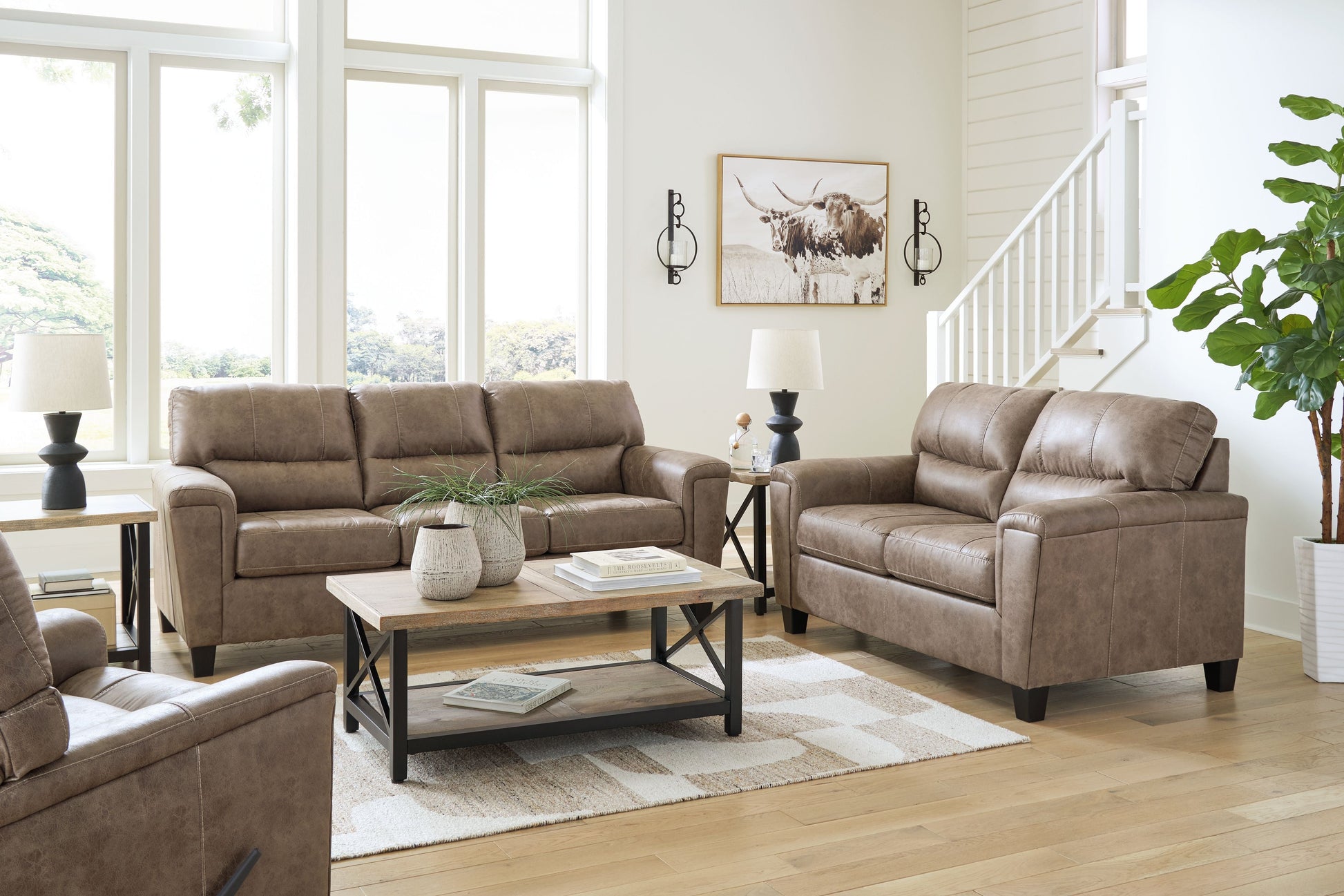 Signature Design by Ashley® Navi - Fossil - 3 Pc. - Sofa, Loveseat, Rocker Recliner | Meri Furniture