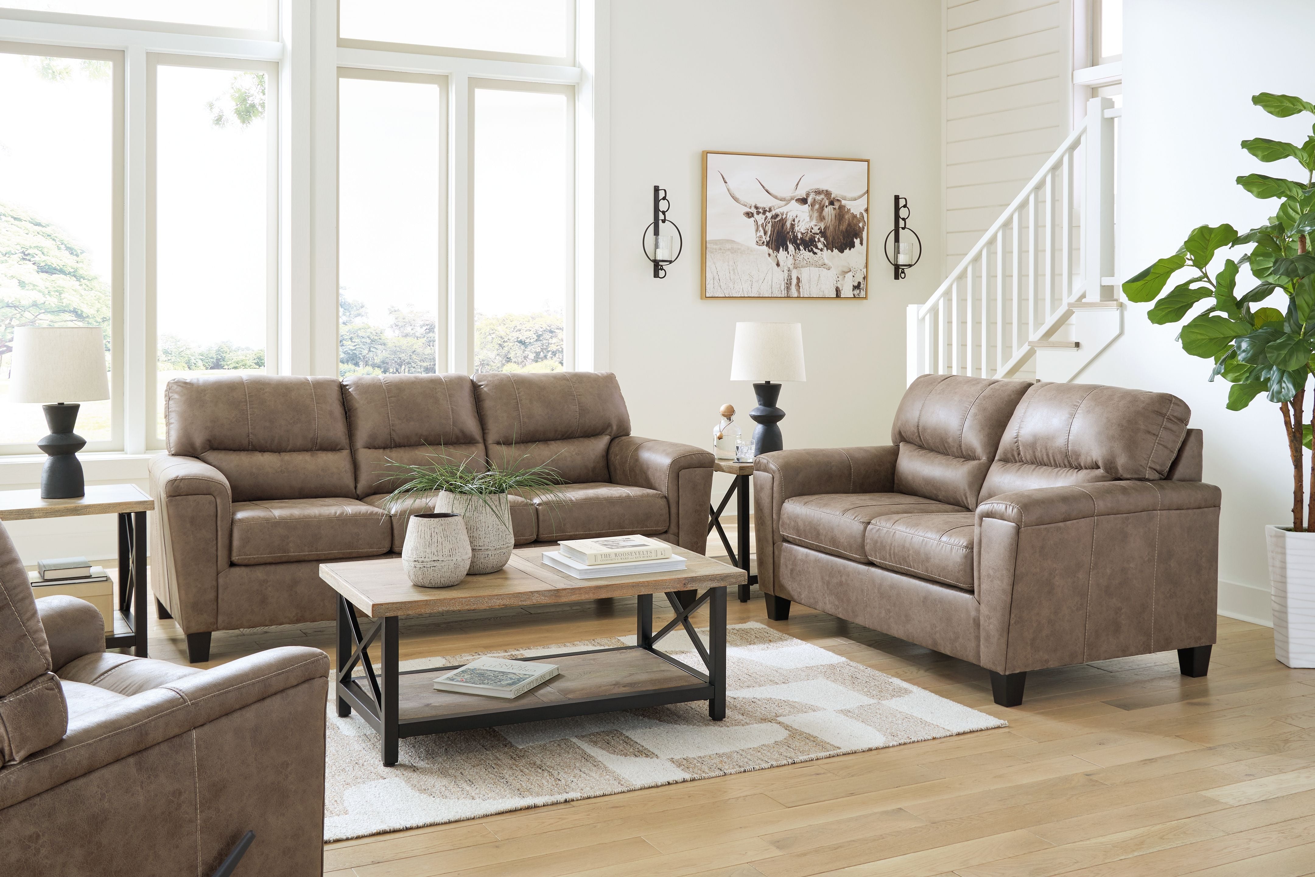 Signature Design by Ashley® Navi - Fossil - 3 Pc. - Sofa, Loveseat, Rocker Recliner | Meri Furniture