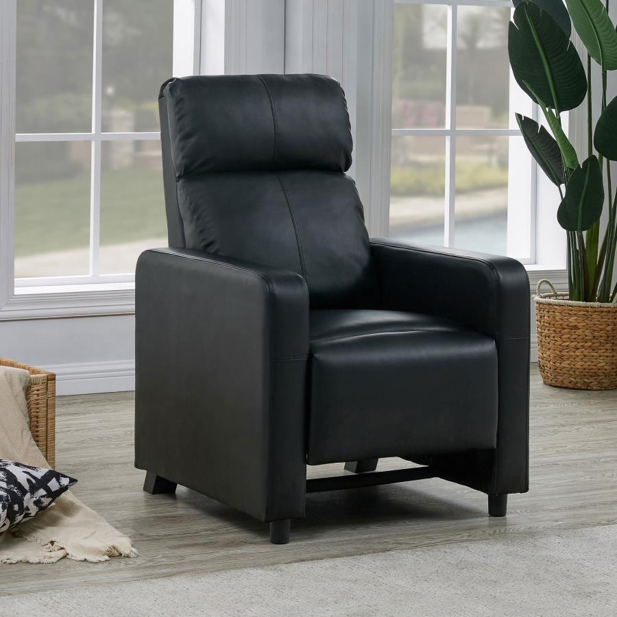 Coaster Fine Furniture Toohey - Upholstered Home Theater Push Back Recliner - Black | Meri Furniture