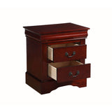 It has two drawers with center metal glide and brushed nickel metal handle. Offers you plentiful storage with spacious drawers