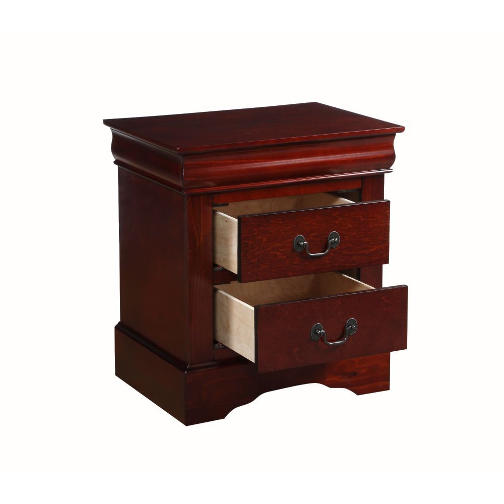 ACME It has two drawers with center metal glide and brushed nickel metal handle. Offers you plentiful storage with spacious drawers | Meri Furniture