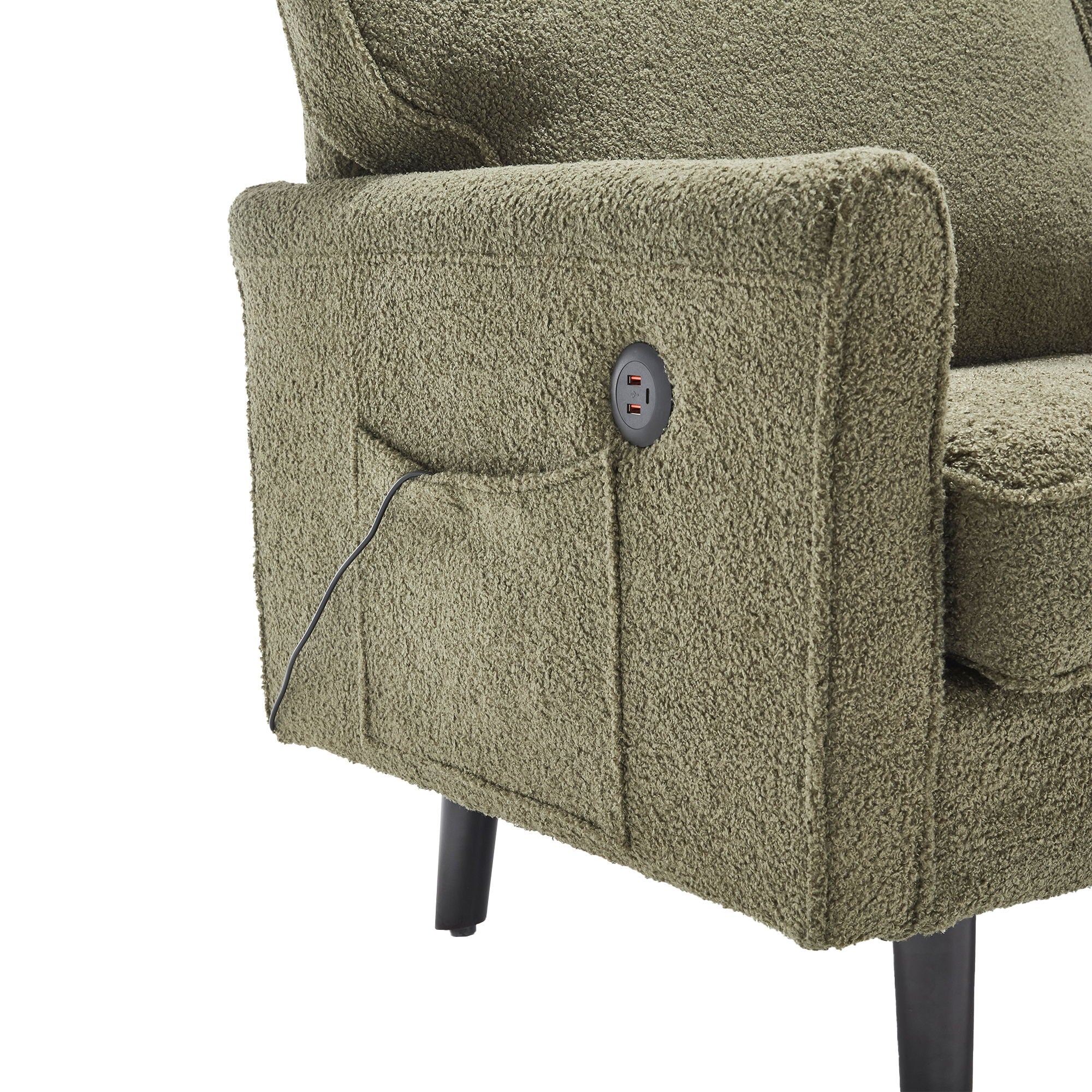 Mid Century Modern Loveseat Sofa With USB Ports, Removable Pillow Cover