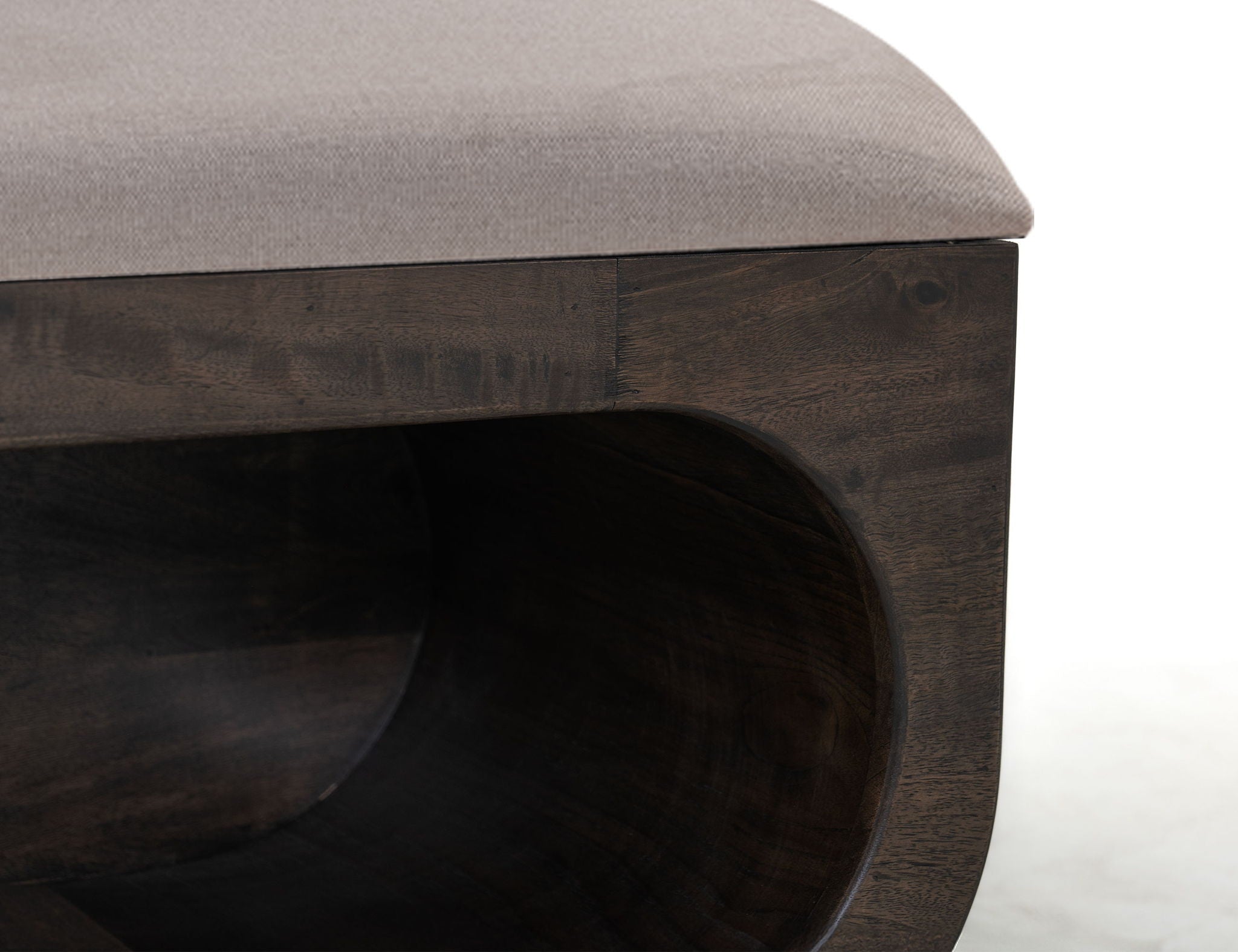 Balam - Wooden Bench With Fabric Cushioned Seat - Oil Black