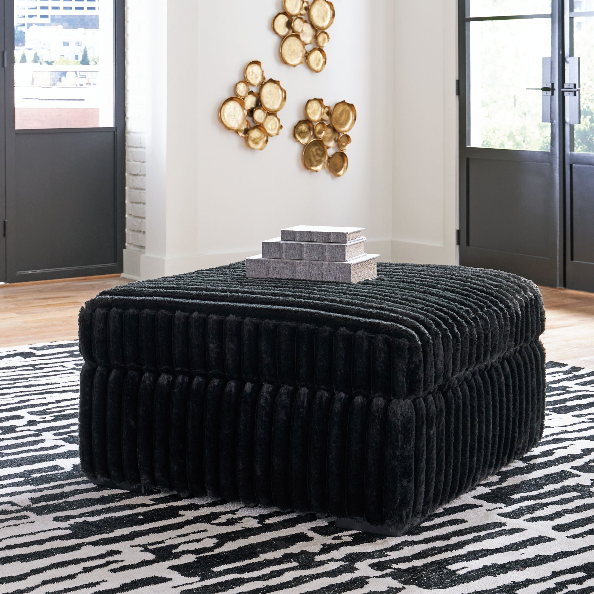 Signature Design by Ashley® Midnight-madness - Onyx - Oversized Accent Ottoman | Meri Furniture