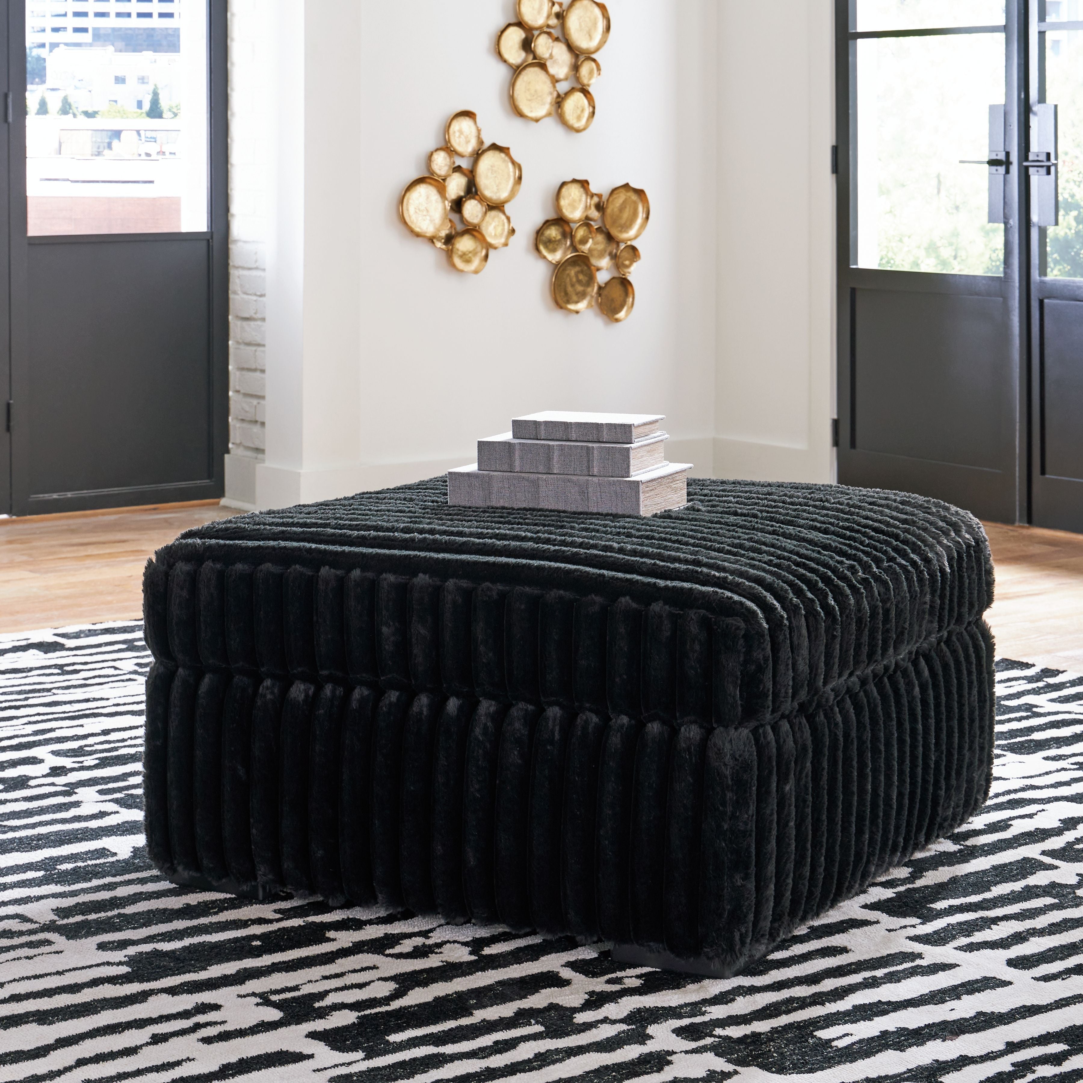 Signature Design by Ashley® Midnight-madness - Onyx - Oversized Accent Ottoman | Meri Furniture