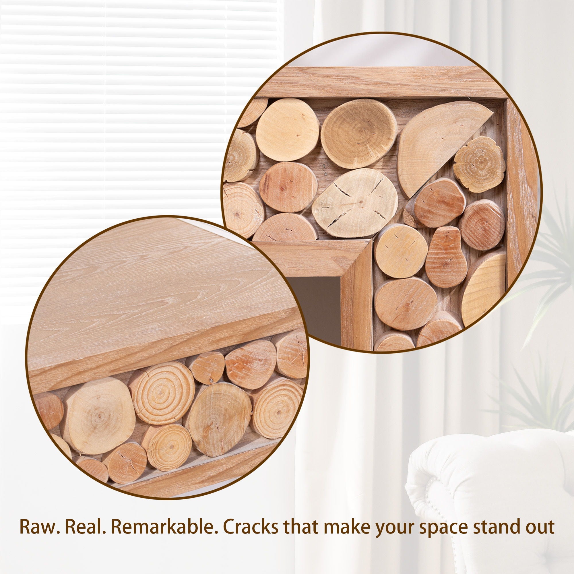 Rustic Wood Console Table With Natural Log Accents, Entryway Table, Narrow Sofa Table, Hallway Accent Table, Modern Farmhouse Style - Natural