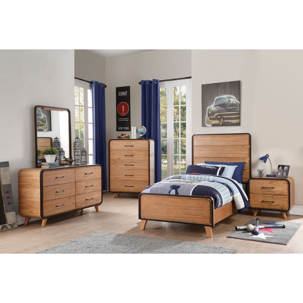 ACME Carla - Mirror - Oak & Black | Meri Furniture