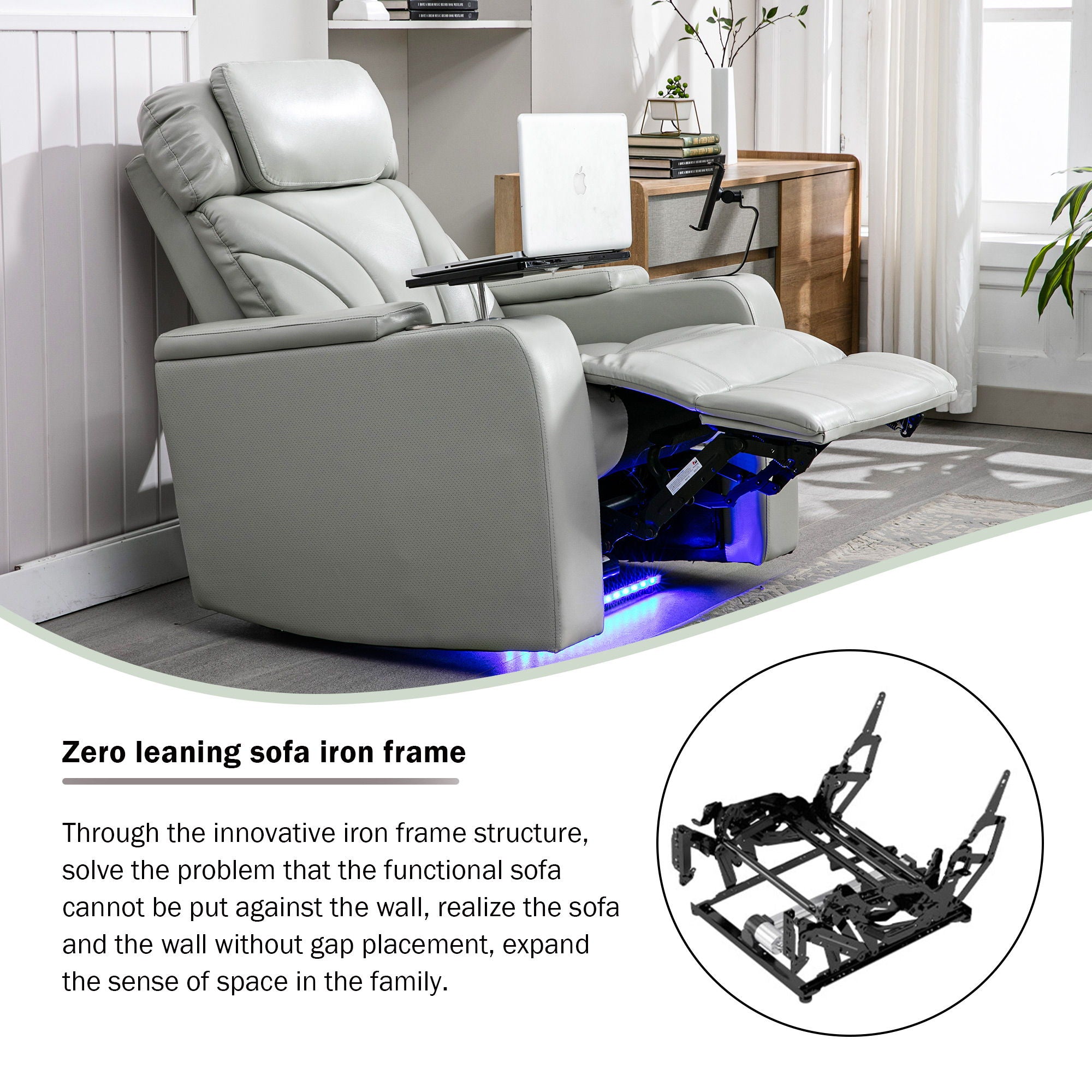 Power Motion Recliner Electric Power Recliner With USB Charging Port, Hidden Arm Storage, Convenient Cup Holder And Bluetooth Speaker