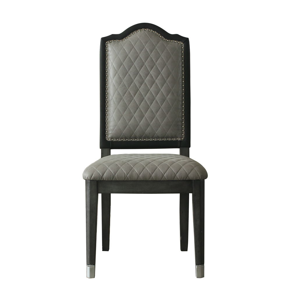 House Beatrice - Side Chair Set of 2) - Two Tone Gray Fabric & Charcoal