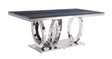 ACME Nasir - Dining Table - Gray Printed Faux Marble & Mirrored Silver Finish | Meri Furniture