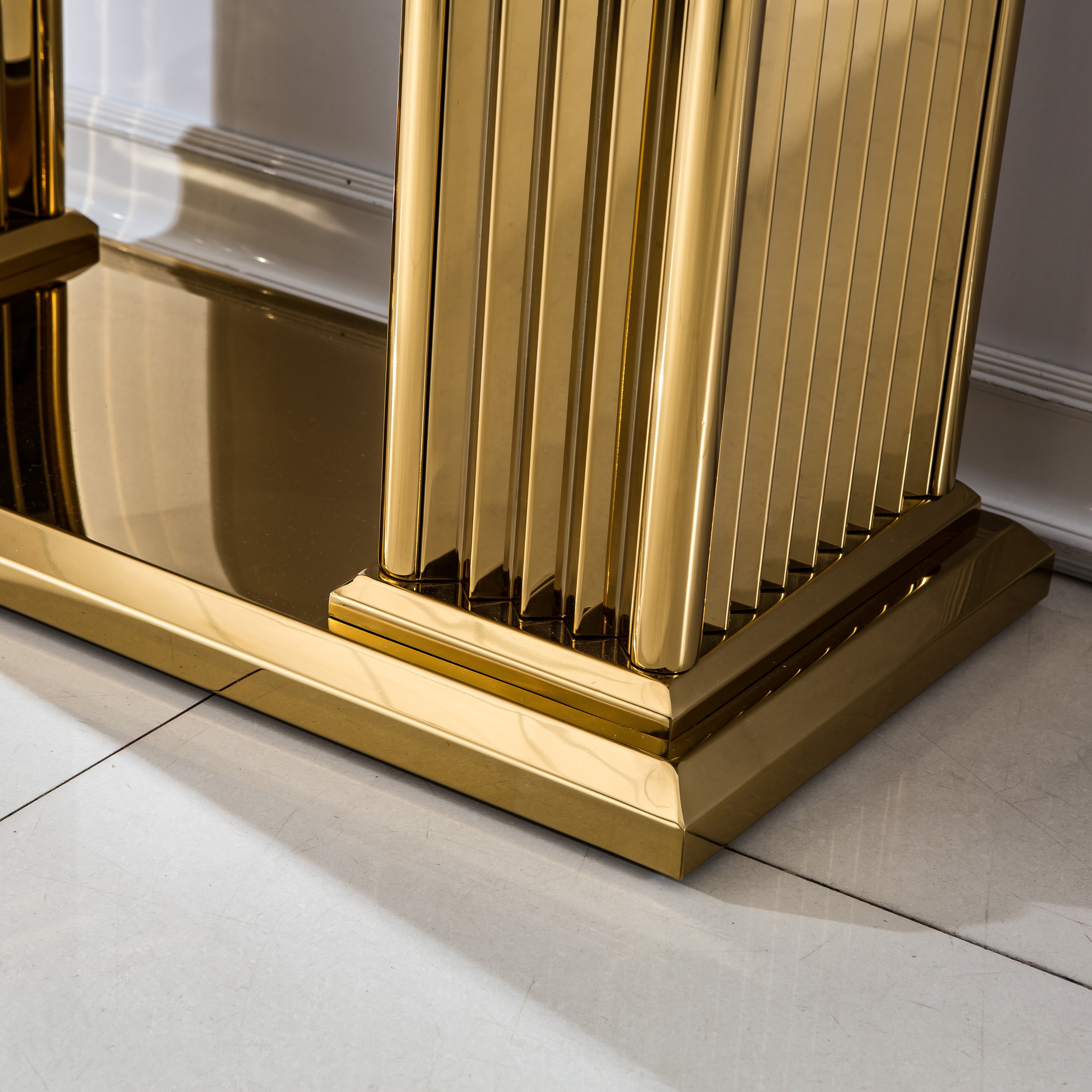 Solid Marble Console Table with Gold Finish Base
