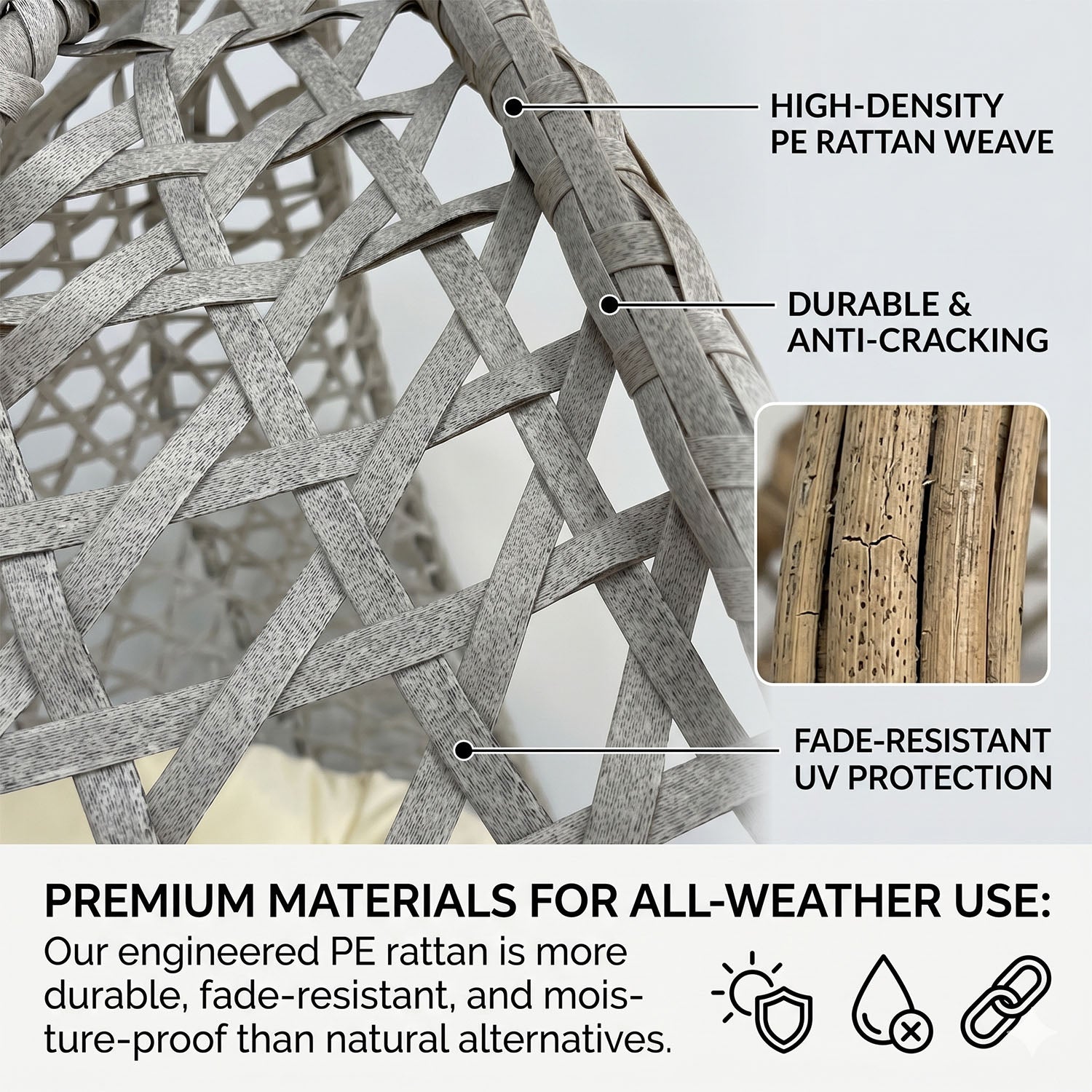 Outdoor Folding PE Rattan Hanging Egg Chair