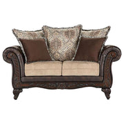Elmbrook - Upholstered Rolled Arm Loveseat - Brown