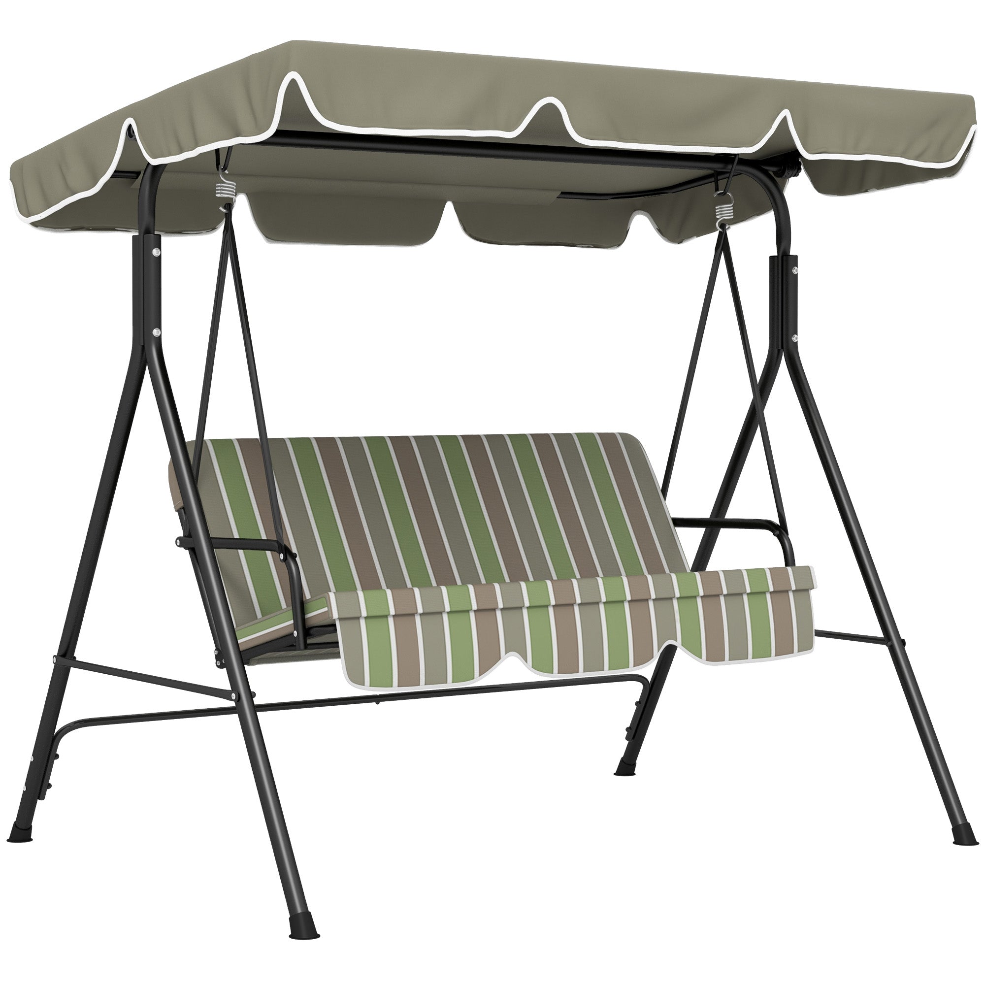3-Seat Outdoor Patio Swing Chair Canopy with Removable Cushion
