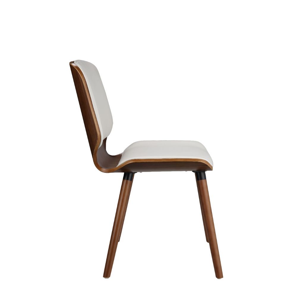 ACME Nemesia - Accent Chair - White PU & Walnut | Meri Furniture