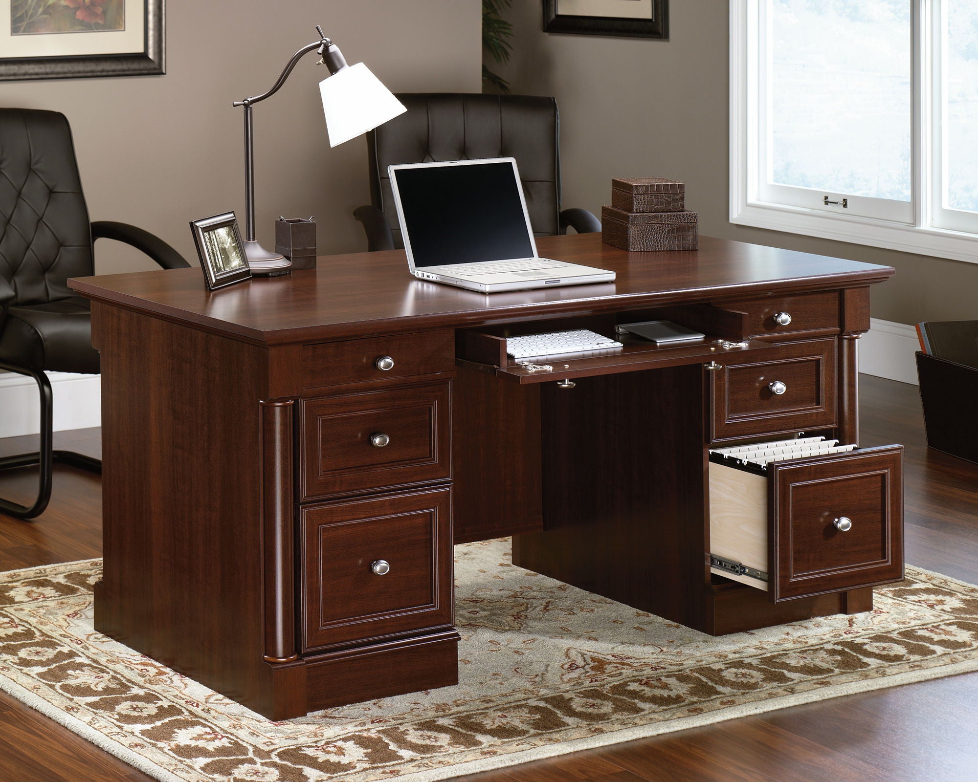 Double Ped Executive Desk in Select Cherry
