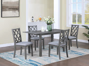 Carlisleÿ5-Piece 59.5" Gray Finish Extendable Wood Dining Set with Upholstered Seat Cushion