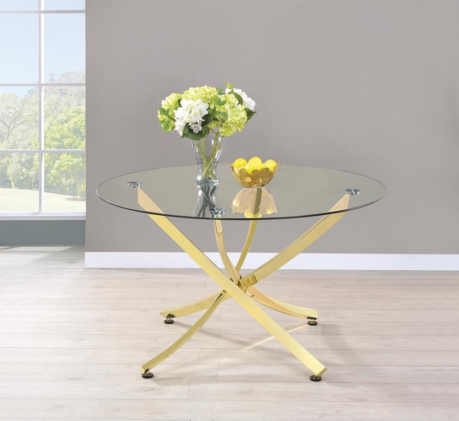 Coaster Fine Furniture Beckham - Round Glass Top Dining Table | Meri Furniture
