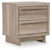 Signature Design by Ashley® Hasbrick - Tan - Two Drawer Night Stand | Meri Furniture