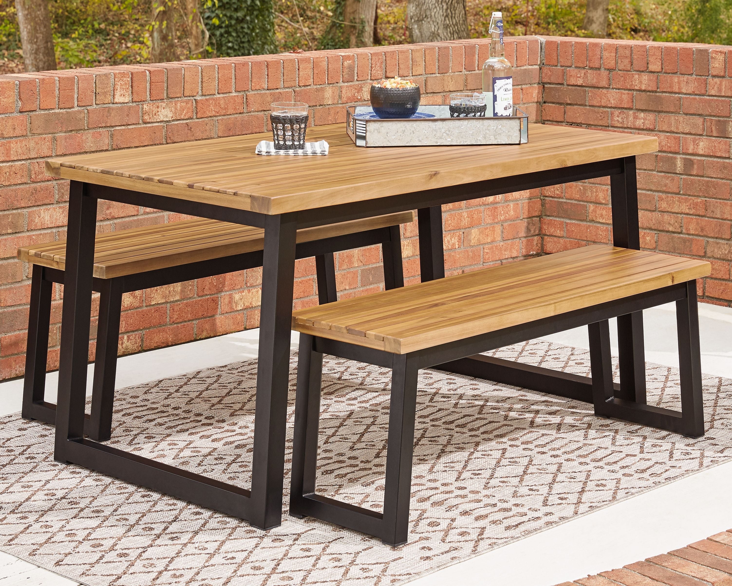Ashley Furniture Town - Brown / Black - Dining Table Set (Set of 3) | Meri Furniture