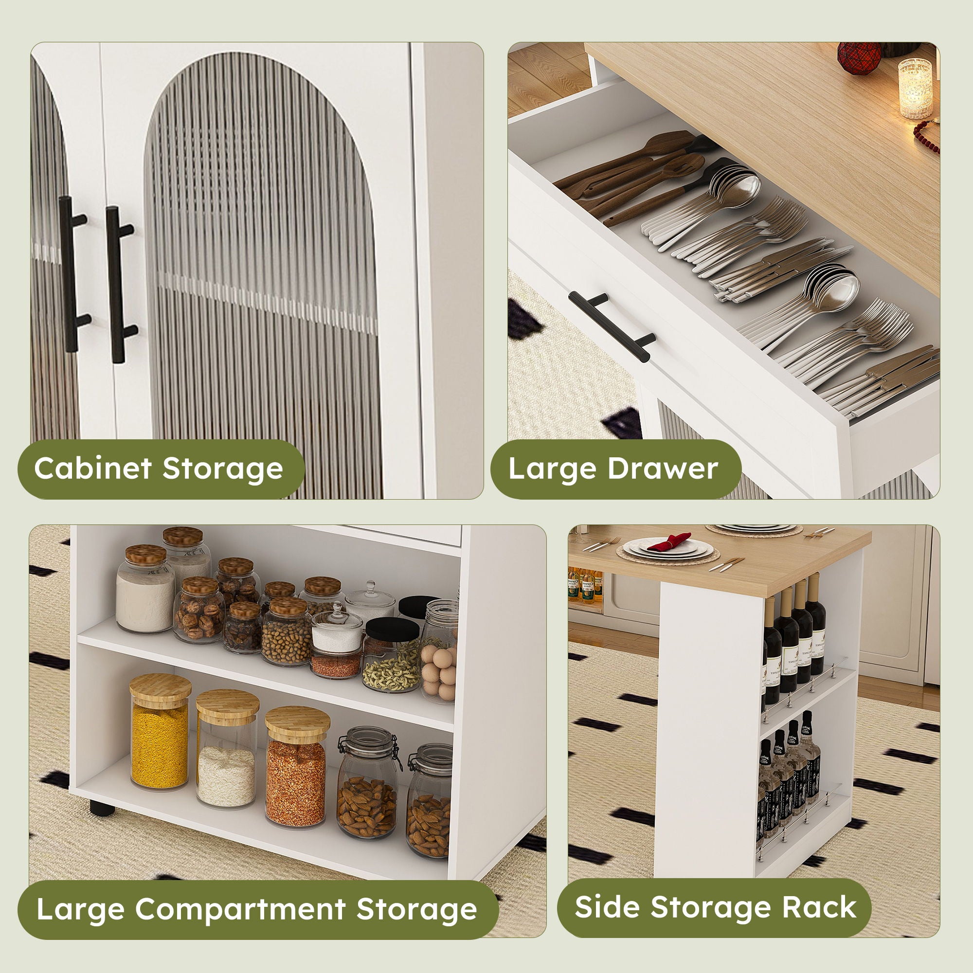 Expandable Kitchen Island With Power Outlet