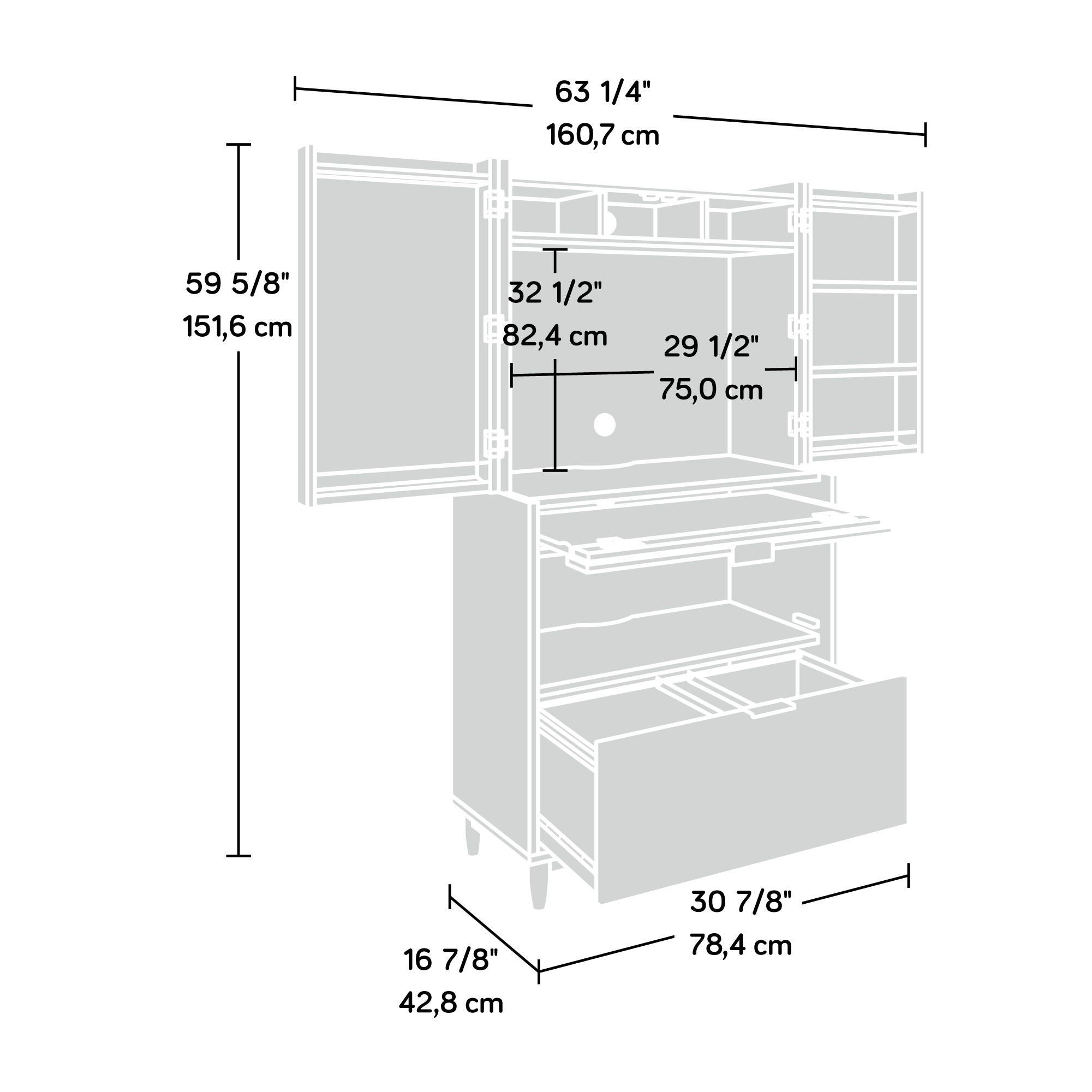 Computer Cabinet with Storage in Grand Walnut