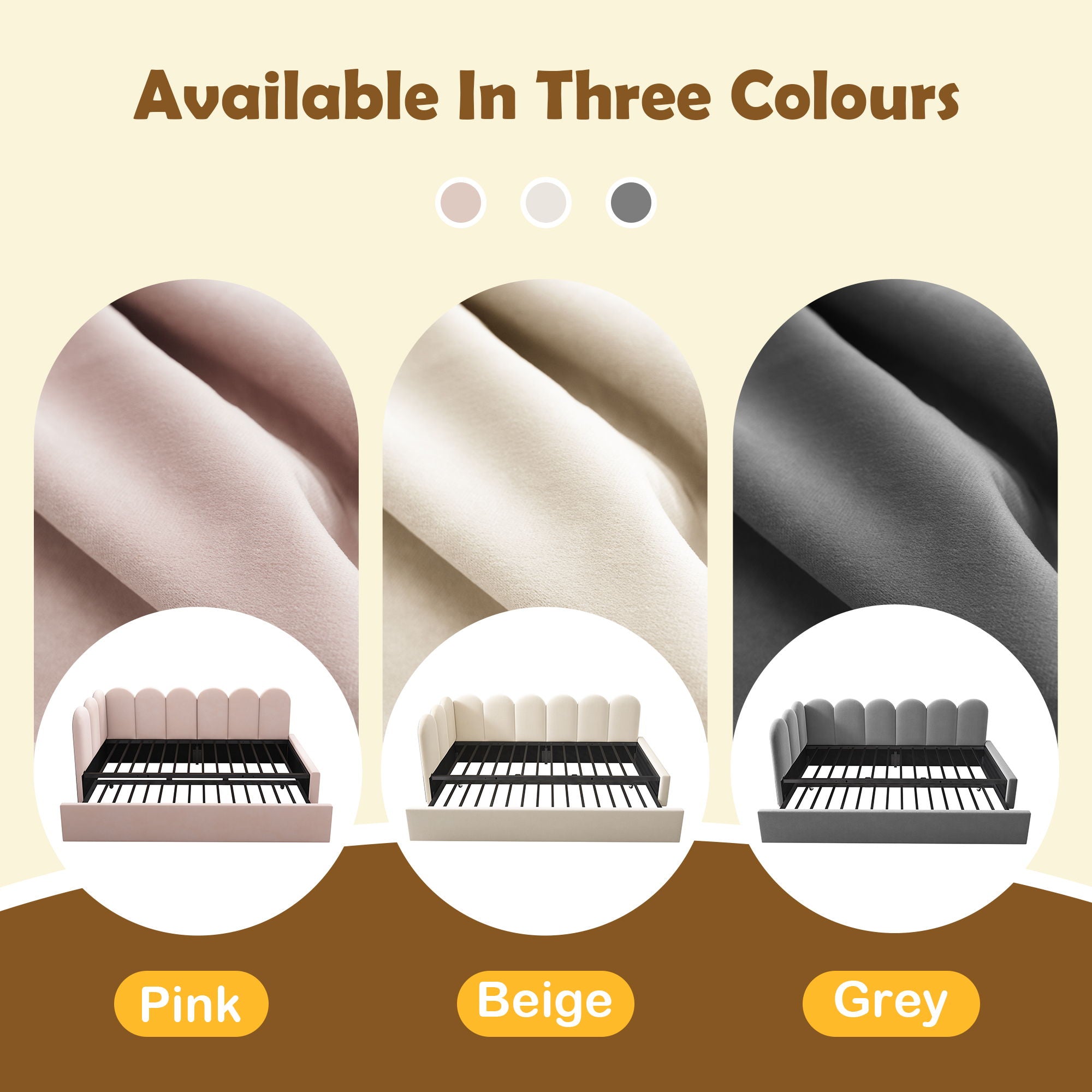 Upholstered Daybed With Metal Slatted Base