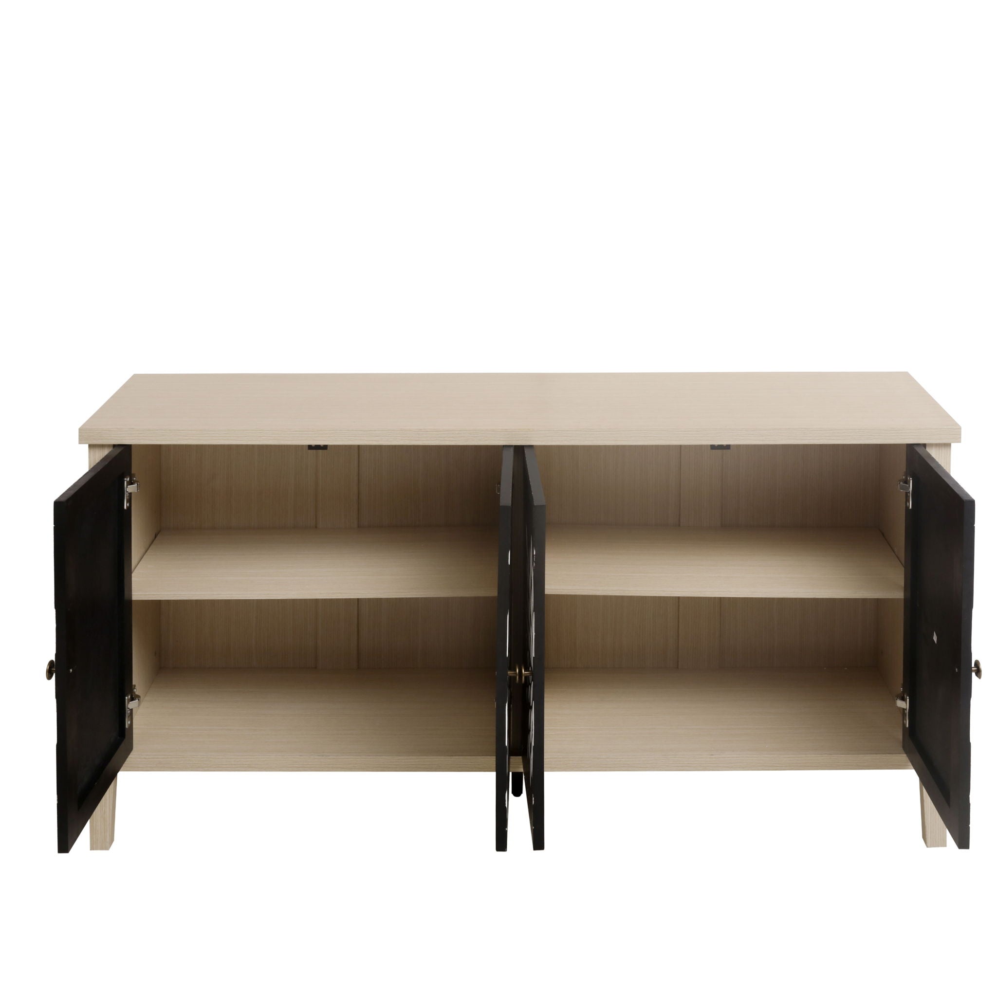 Modern Storage Cabinet With 4 Doors & Adjustable Shelves